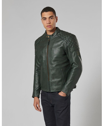 BLOUSON TRIUMPH BRADDAN LTHR GRN RCE JKT -  MLES22103