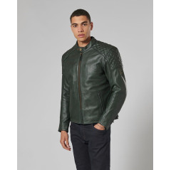 BLOUSON TRIUMPH BRADDAN LTHR GRN RCE JKT -  MLES22103