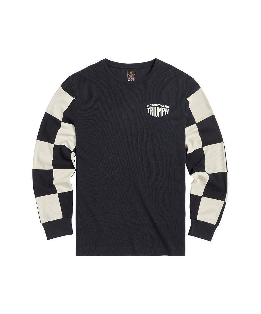 T-SHIRT TRIUMPH  HARKER BLK/BNE L/SLV TOP - MTLS2314