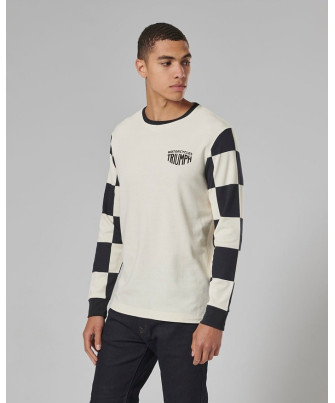 T-SHIRT TRIUMPH CHECKERBOARD L/S TEE-BL/B - MTLS24130